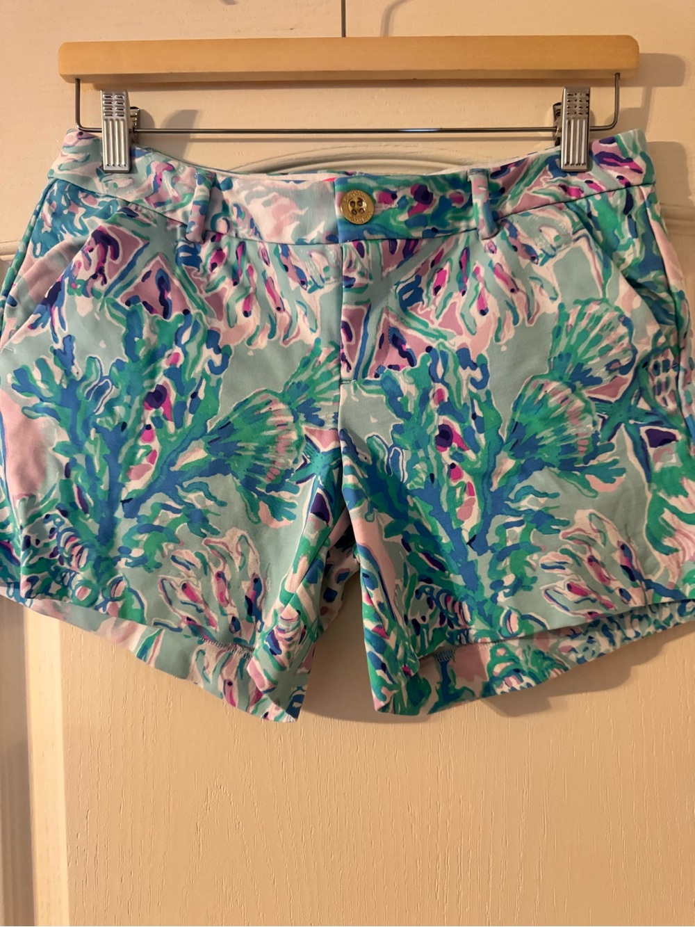 Printed Coastal Breeze size 2 Women's Shorts - Aqua Multi